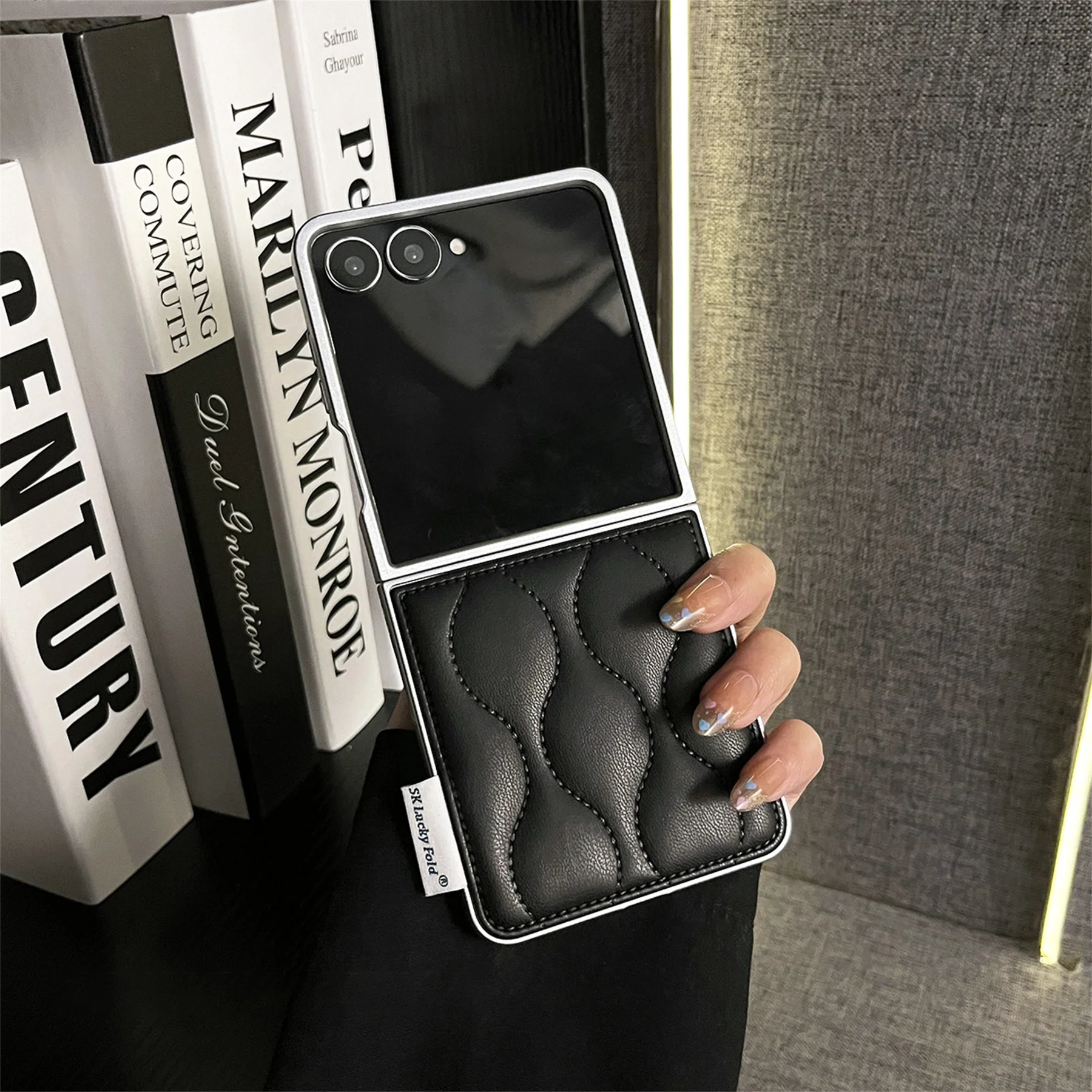 Luxury Solid Color Wave Design Phone Case - White, Black, Pink, Khaki