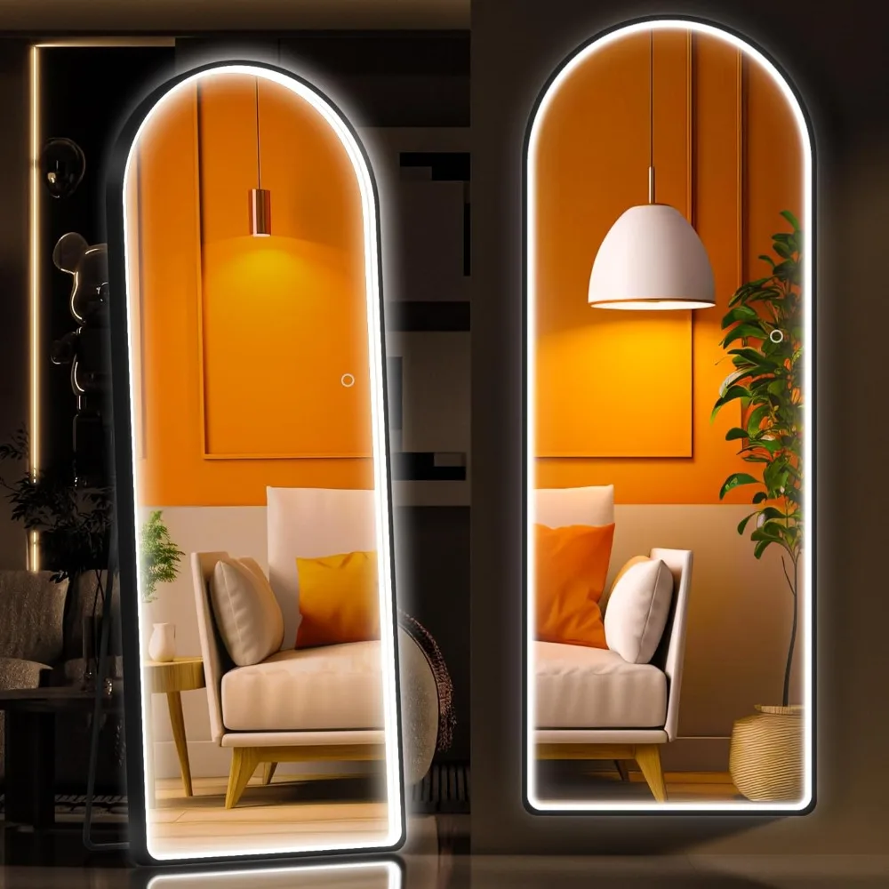 

Led Mirror Full Length, Full Length Mirror with Lights Arch Design, Full Body Mirror, Wall Mounted Mirror Dimming&3 Color Modes