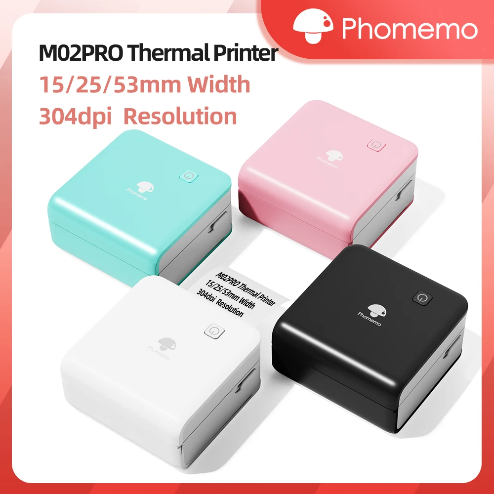 Phomemo M02Pro Compact Wireless Thermal Printer with High-Resolution Inkless Printing for Effortless Labeling