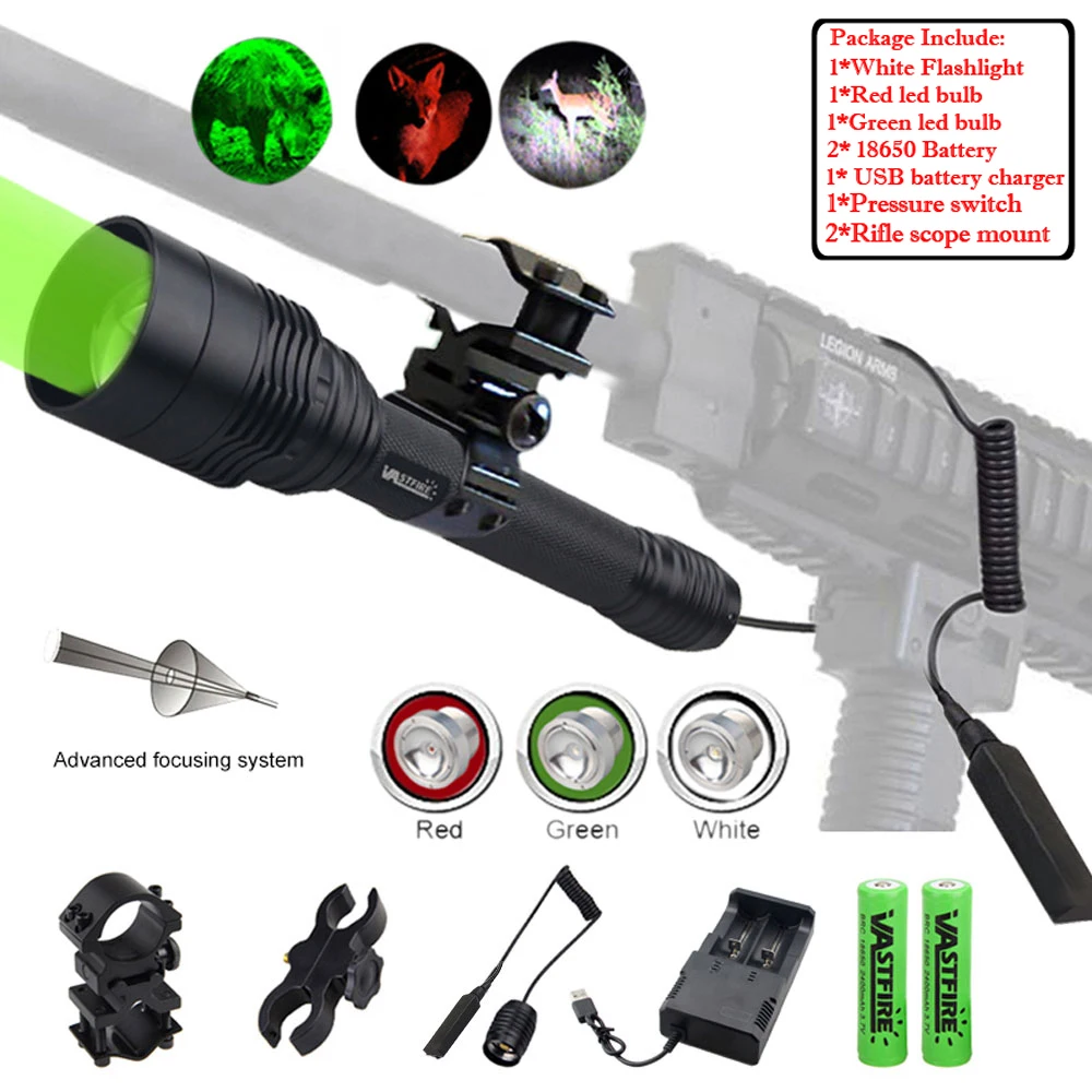 Sporting Goods Zoomable Hunting Torch Tactical Airsoft Pistol Flashlight Rifle Socpe Mount