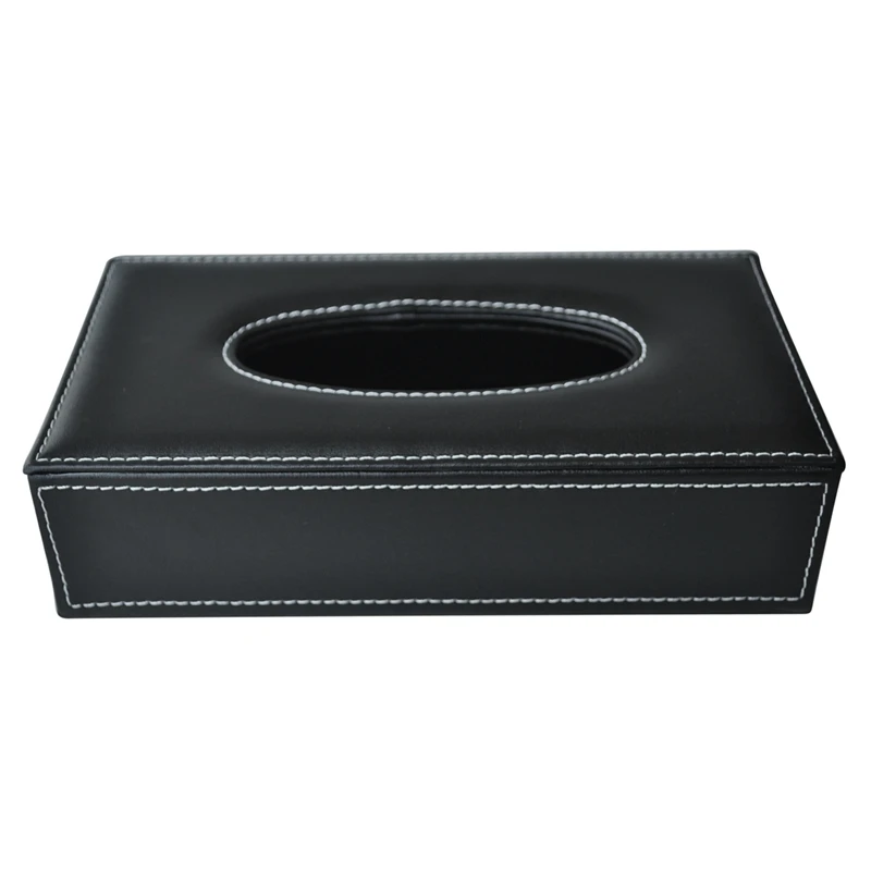 

4X Car Home Rectangle Shaped Faux Leather Case Paper Tissue Box Holder Black