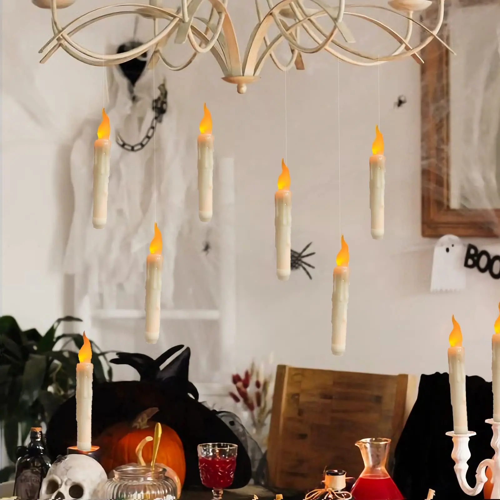 12 buc lumânări LED plutitoare cu telecomandă vrăjitoare decor de Halloween pentru petrecere ziua de naștere nuntă interior acasă sală de clasă dormitor_voghion.com