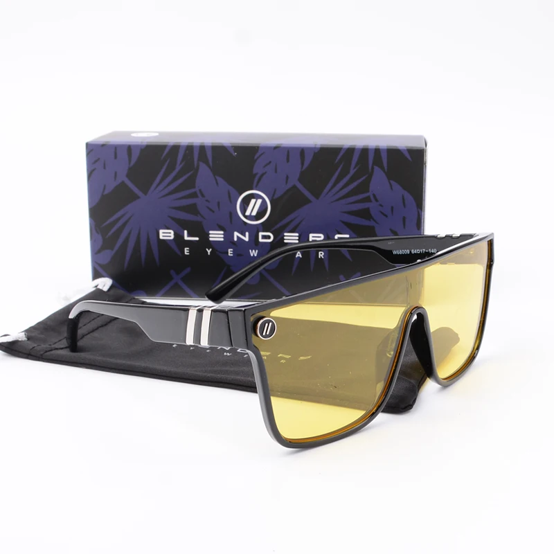 Mixed Blue Mirror Sunglasses Men's Polarized UV Lens Glasses Retro Fashion Square Blender Men's Sunglasses 68009: with box 2