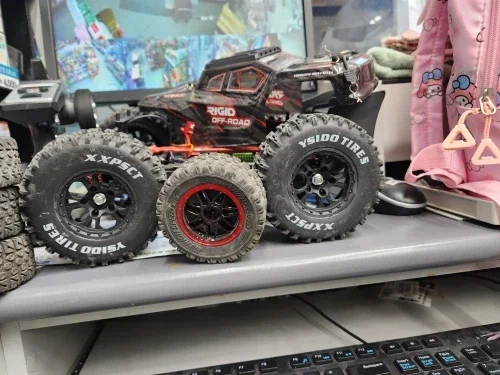 YSIDO 4 Stück 110 mm 1/10 Short Course Truck Reifen Reifen Rad mit 12 mm Sechskant für Slash Arrma Senton HuanQi 727 Vkar 10sc Hpi Rc Auto – Detail 8