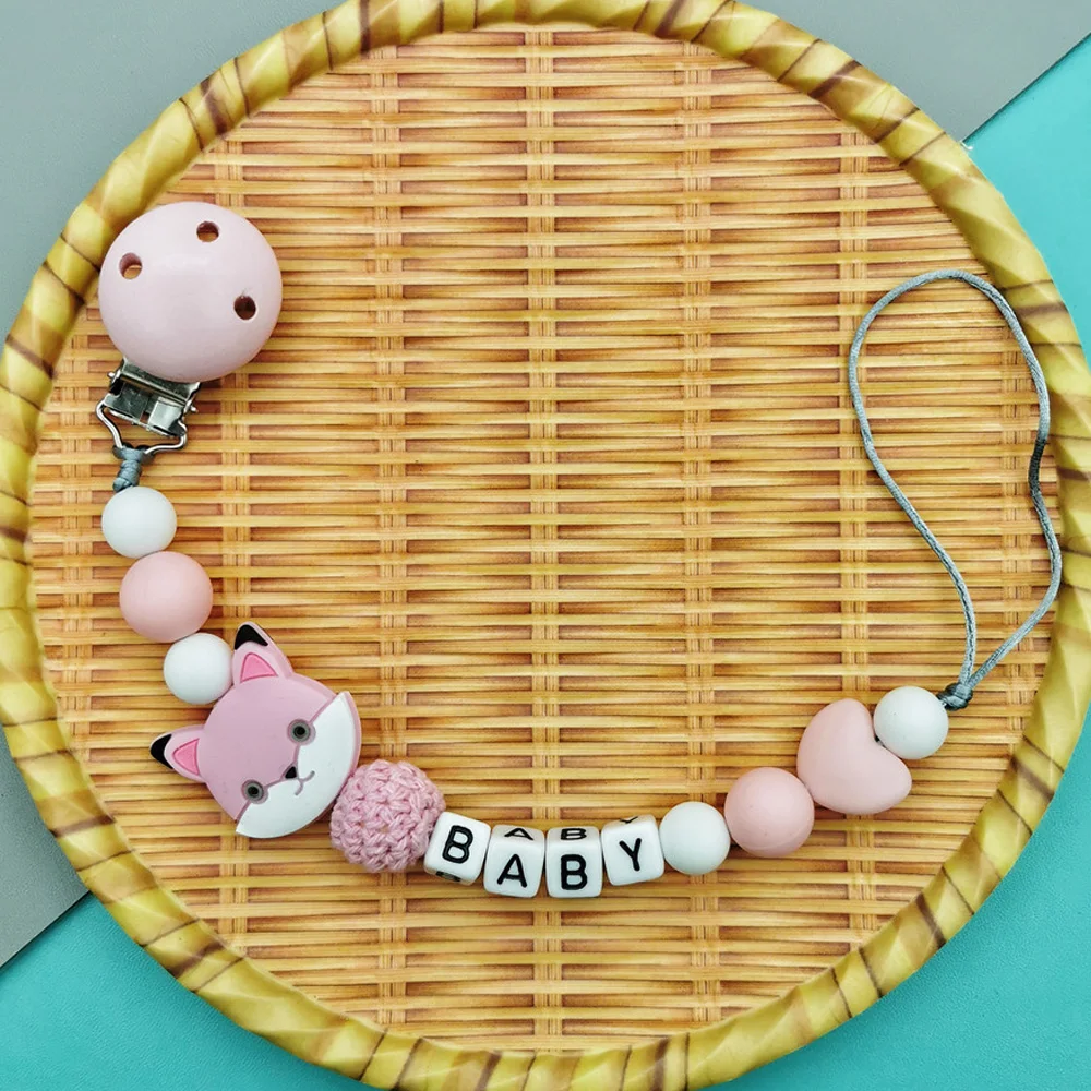 Custom English Russian Letters Name Baby Silicone Cat Pacifier Clips Chains Teether Pendants Baby Pacifier Kawaii Teether Gifts customizable beech english letter name baby silicone cat pacifier clips chains teether pendants baby pacifier kawaii teether