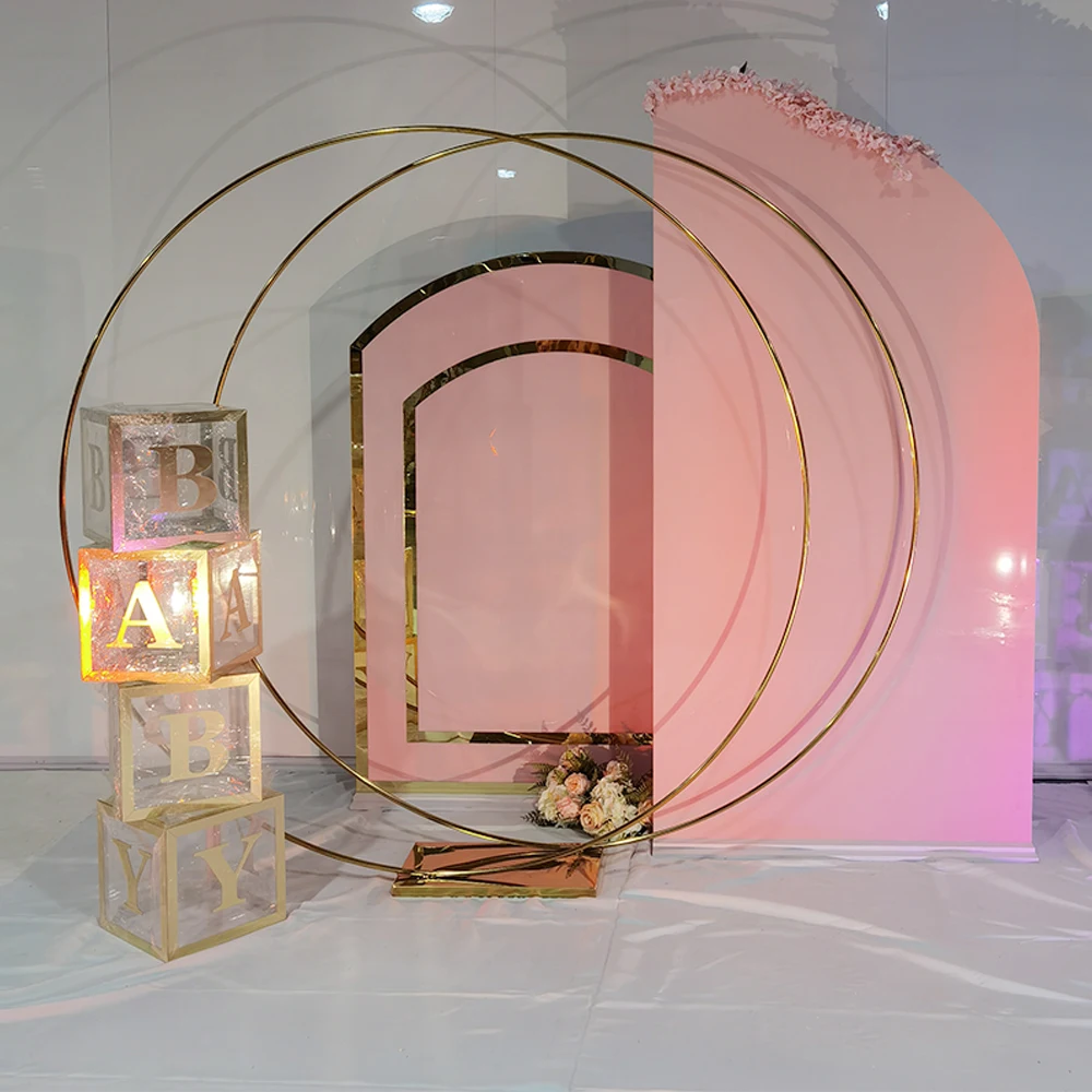 

Exquisite Acrylic Backdrop Arch Round Wall Outside Pink Panel For Wedding Event Decoration