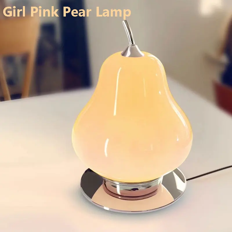 

Pink Girl Heart Pear Table Lamp Creative Living Room Decoration Lamp Bedroom Bedhead Atmosphere Decoration Children's Light Fixt