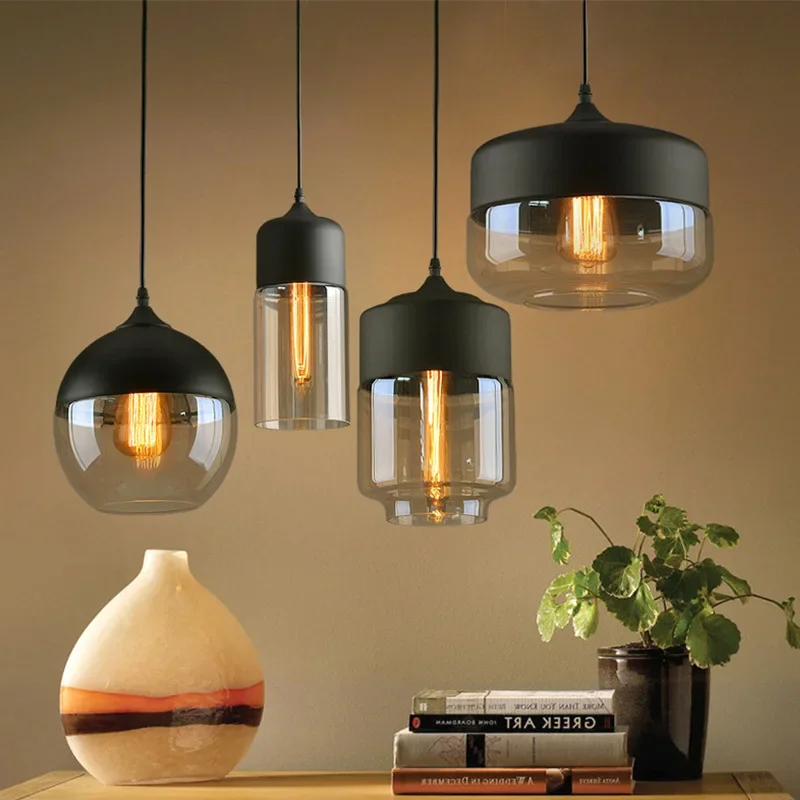 Modern LED indoor decor glass pendant light fixture restroom