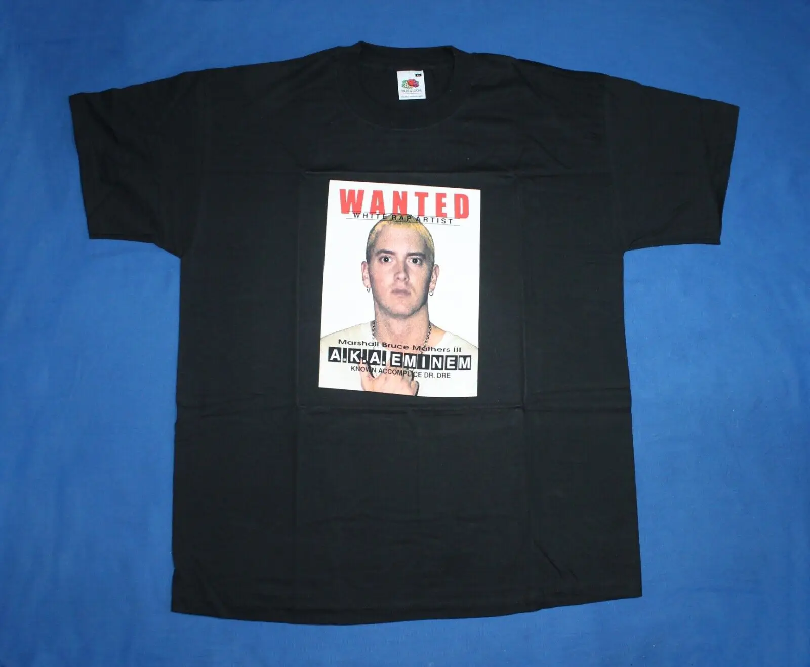 Maglietta Vintage Eminem Wanted White Rap Artist Hip Hop Maniche Lunghe O Corte Extra Large Da Uomo