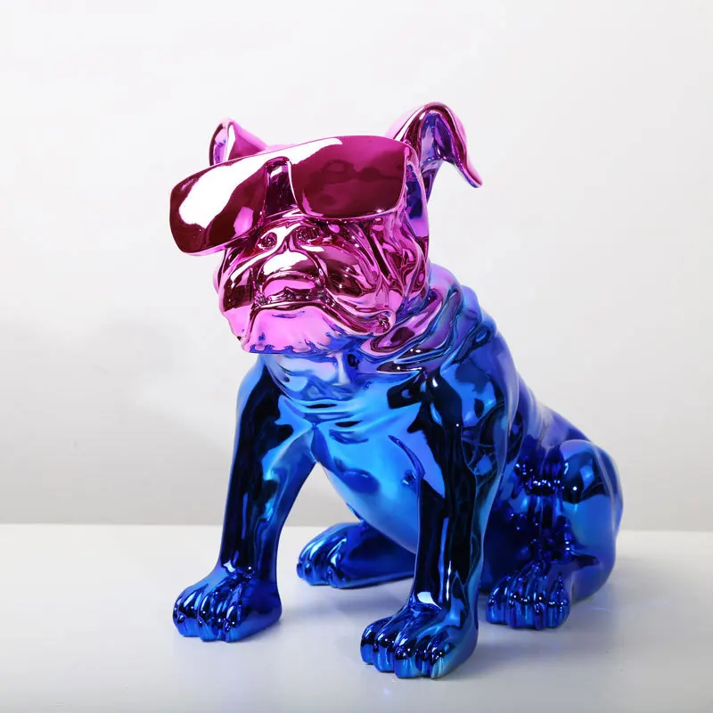 

Nordic Resin Dog Animal Figurine Electroplating Bulldog Dog Sculpture Home Decoration Modern Living Room Desktop Decor Ornament