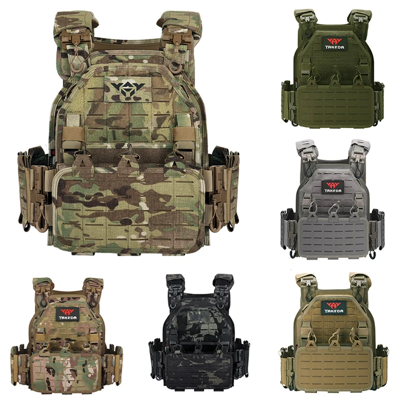 

YAKEDA Hunting Molle Tactical Vest Quick Release Laser Cutting SWAT Combat Plate Carrier Airsoft Accessories Military 1000D