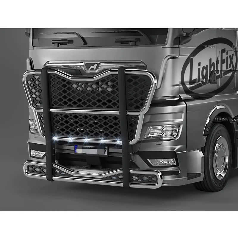 Collision Barrier Cattle Fence Lamp for Tamiya 1/14 RC Truck MAN TGX 540 56325 Tractor Trailer Degree Front Bumper Light Parts 6