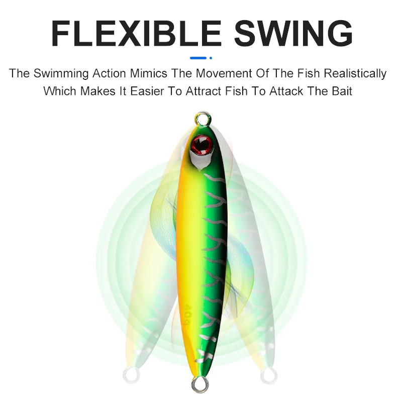 MSEASFREE Luminous Metal Artificial Bait 30G 40G 60G UV Sinking Saltwater Fishing Lure Metal Jig Seafishing Throw Jig 6