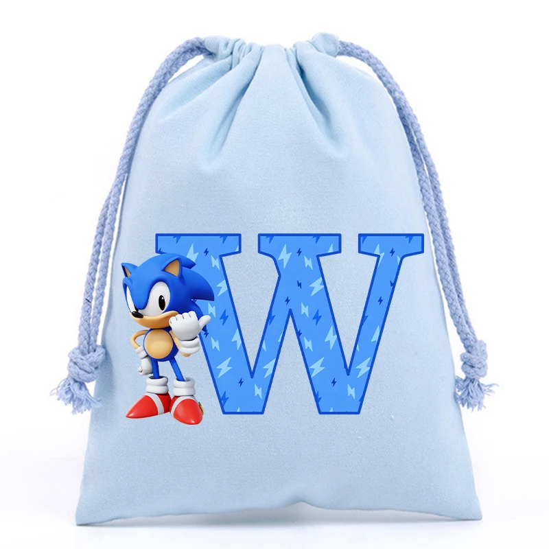 thumbnail image 1 of Nuevas bolsas con cordón de Sonics, bolsos para niños con estampado de letras en inglés de dibujos animados, bolsas de almacenamiento con cordón, regalos de cumpleaños para niños, 1 of 5