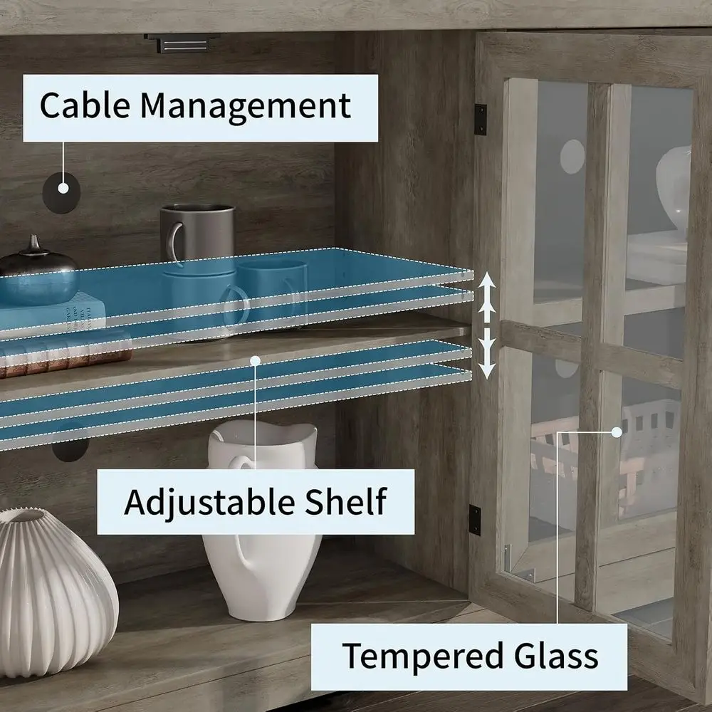 Rustic Hutch with Glass Doors 4