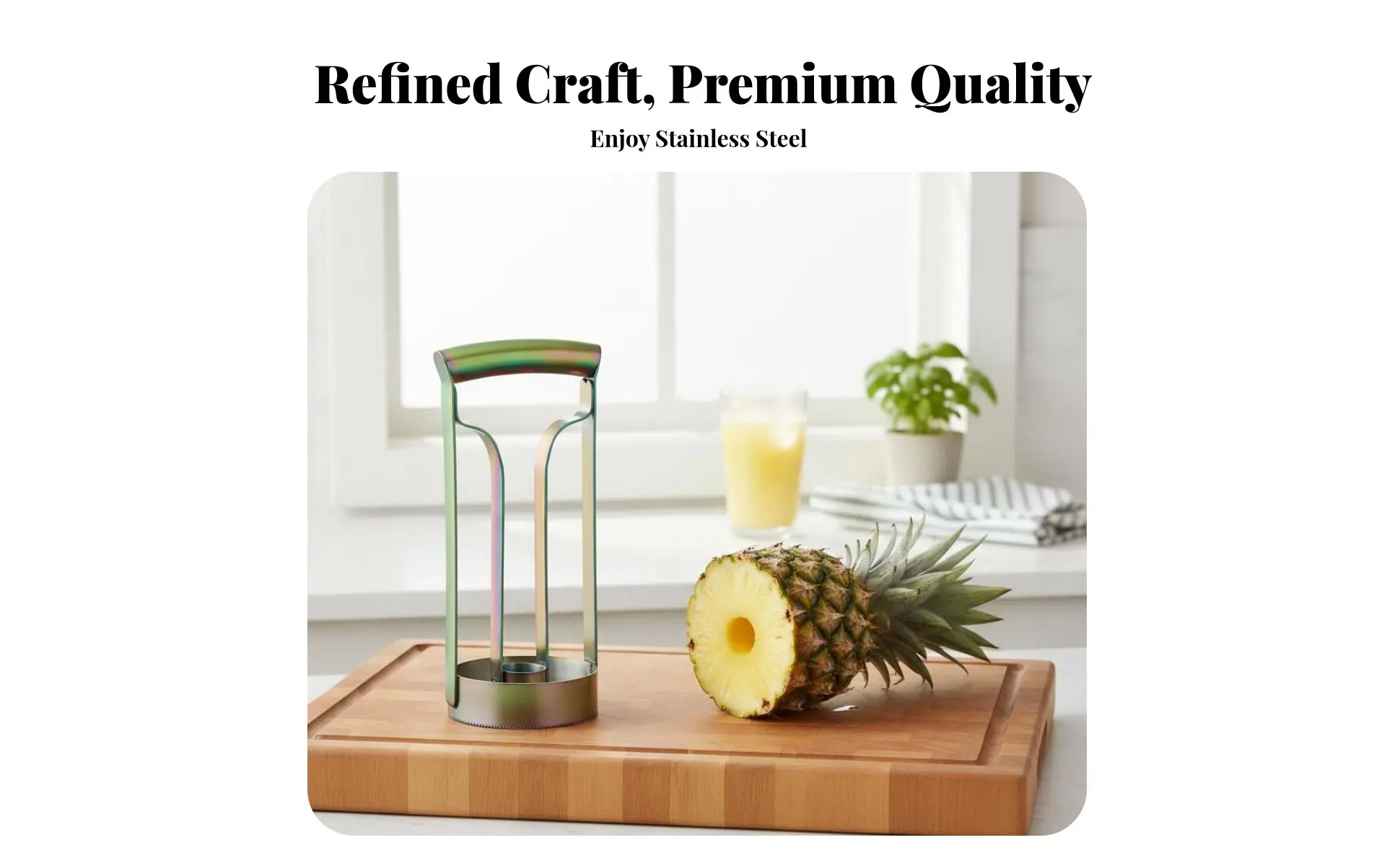 Stainless Steel Pineapple Cutter Cores and Slices Stainless Steel Pineapple Cutter Kitchen Gadget Easy to Use Effort Saving Stainless Steel Pineapple Cutter Cores and Slices Stainless Steel Pineapple Cutter Kitchen Gadget Easy to Use Effort Saving