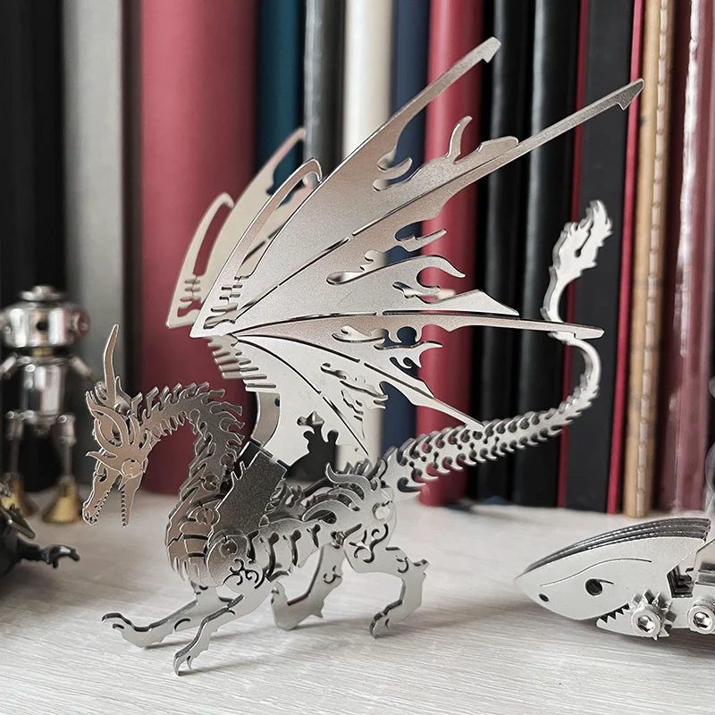 3D 금속 퍼즐 드래곤 모델 스테인레스 스틸 기계 DlY 조립 키트 성인을위한 높은 난이도 워크 래프트 익룡 모델