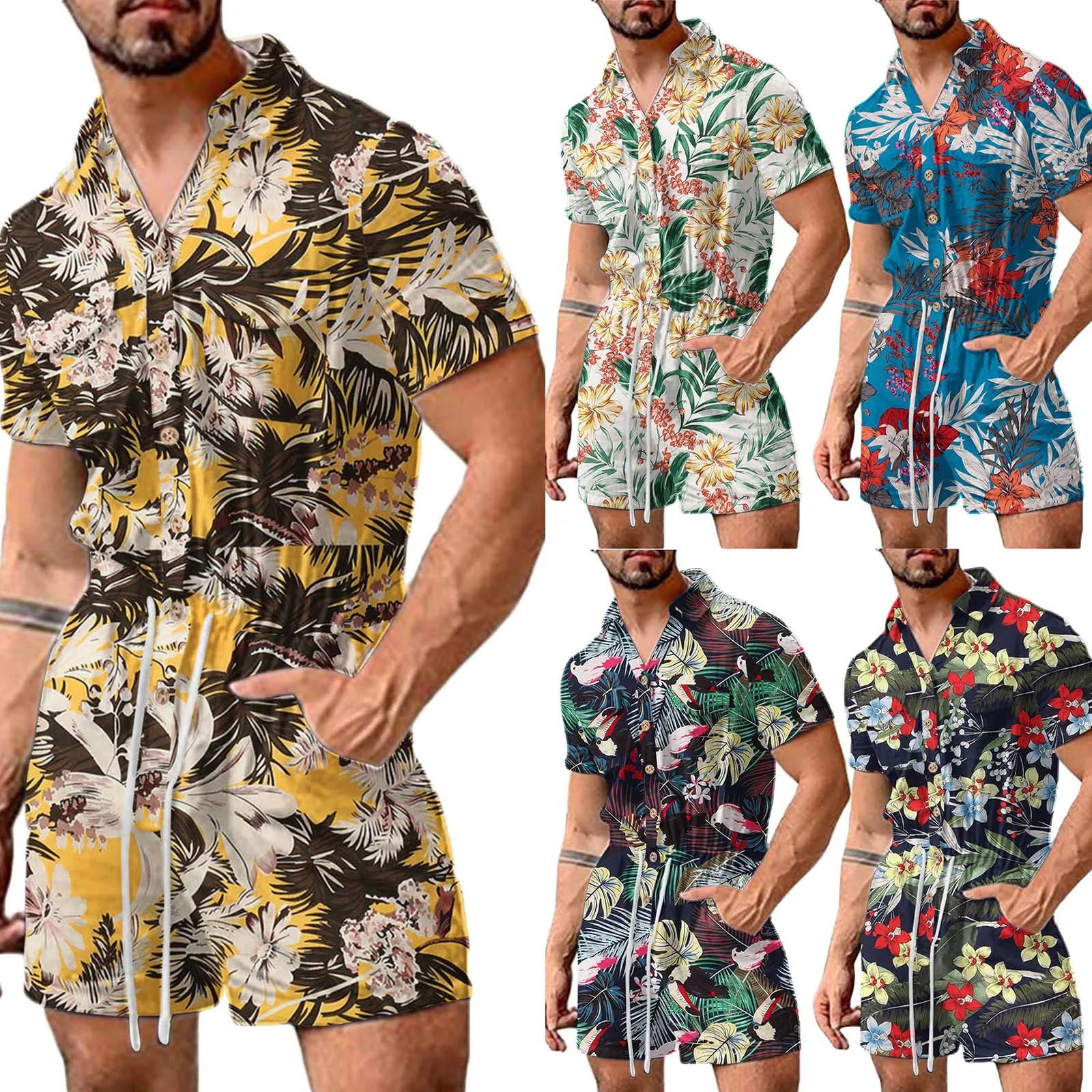 

bodysuit Cosplay Holiday Hawaii-jumpsuits Graphic Man Romper Hilarious Costume Playsuit Casual Beach-Style vacation shirts