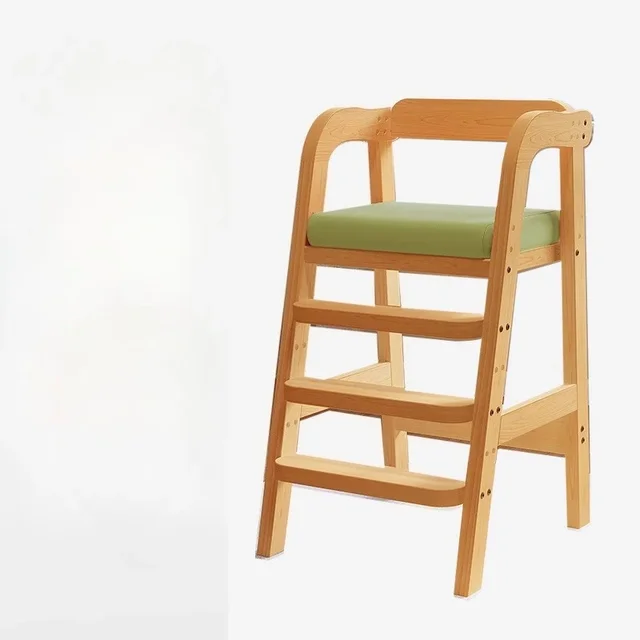 Adjustable Solid Wood Baby High Chair Extra Wide Seat Footrest Ideal for Feeding and Toddler Dining at Home Baby Feeding Chair 5