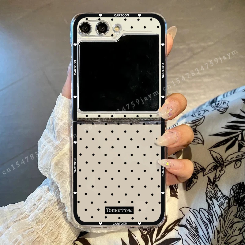 Chic Korean Polka Dot Clear Hard Folding Phone Case - Fresh & Lovely Design
