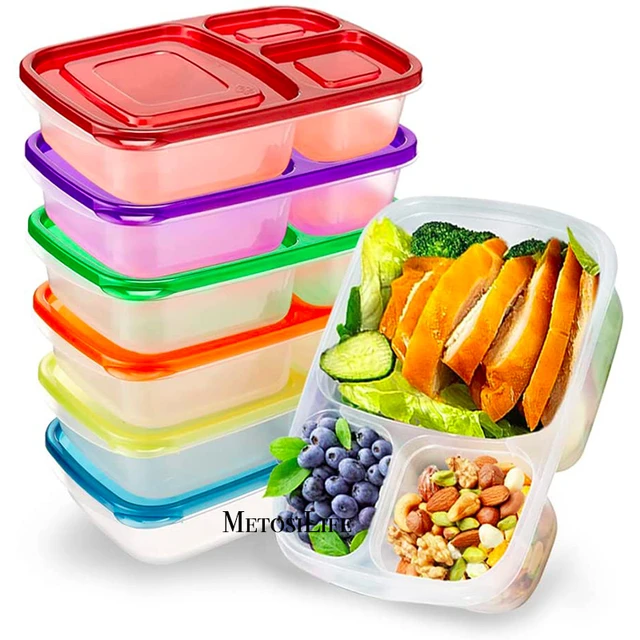 3 Compartments Large Capacity Lunchbox Reusable PP Meal Prep Container  Leakproof Microwaveable for Working Traveling Camping - AliExpress