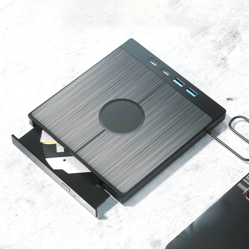 7 in 1 외장 CD/DVD 드라이브 DVD 플레이어, 2 USB/C타입 포트, USB 3.0, 휴대용 CD/DVD 버너, 1 TF/SD 카드 슬롯, 광학 드라이브