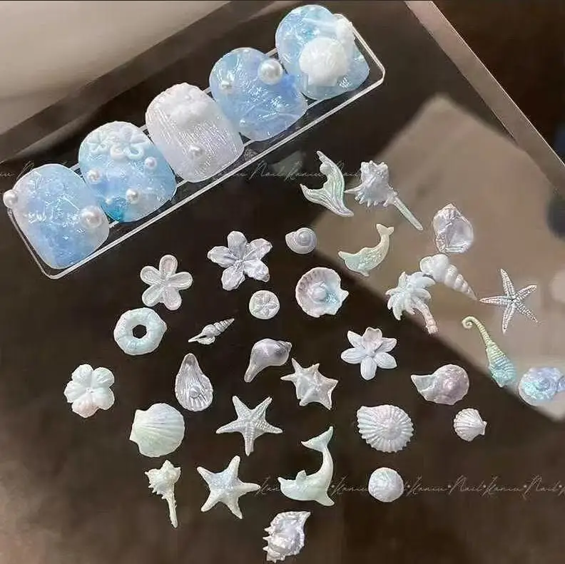 1개 해양 시리즈 조개 불가사리 3D 아크릴 몰드 바다 여름 네일 아트 장식 DIY 실리콘 네일 템플릿 네일 아트 몰드