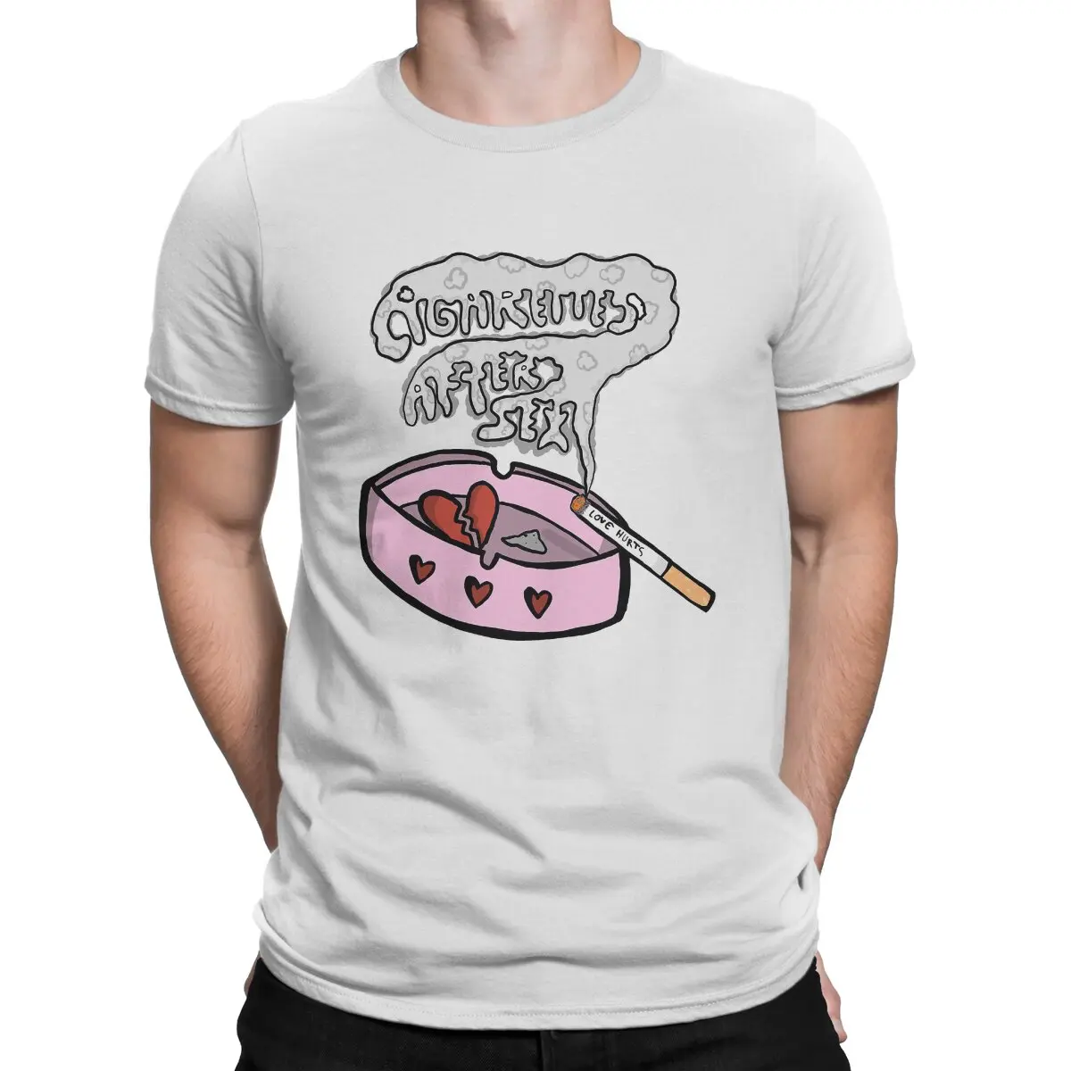 thumbnail image 1 of Camisetas de algodón puro para hombre, camisetas de cuello redondo, camisetas rosas A-Ariel de manga corta para adultos., 1 of 7