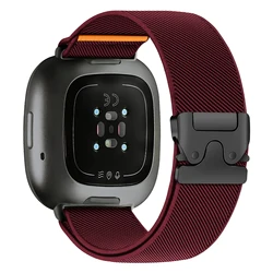 Breathable Fabric Woven Nylon Sport Strap Bracelet - Fitbit Versa 2 1 (Wine - black buckle)