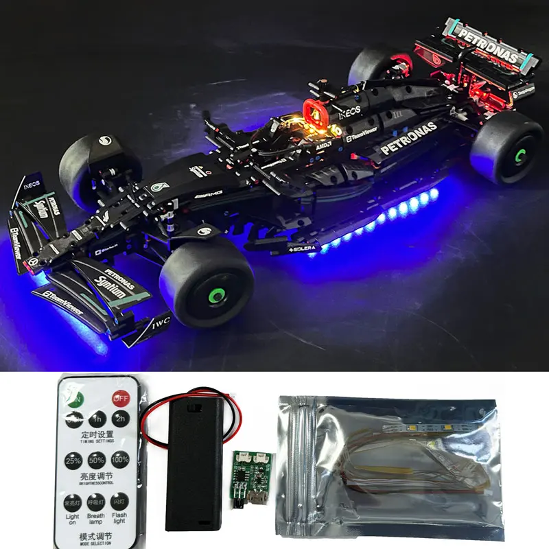DIY RC LED 조명, 42171 테크니컬 F1 W14 E 퍼포먼스 자동차 빌딩 블록, 레이싱 차량 램프 벽돌 장난감, 자동차 미포함