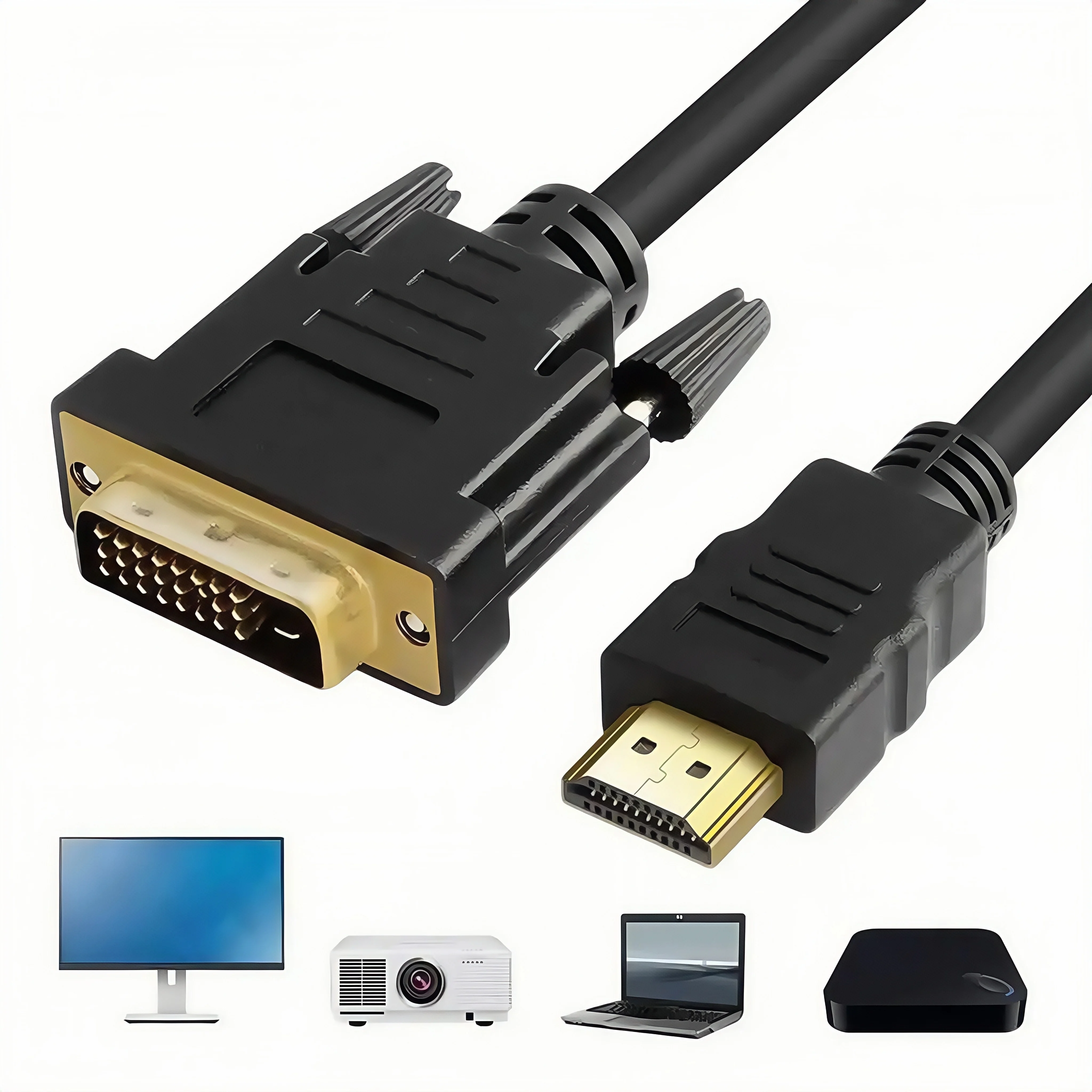 HDMI To DVI Cable 1M 1.5M 2M 1080P FHD 1920&times;1080 For PC Laptop TV Monitor Projector