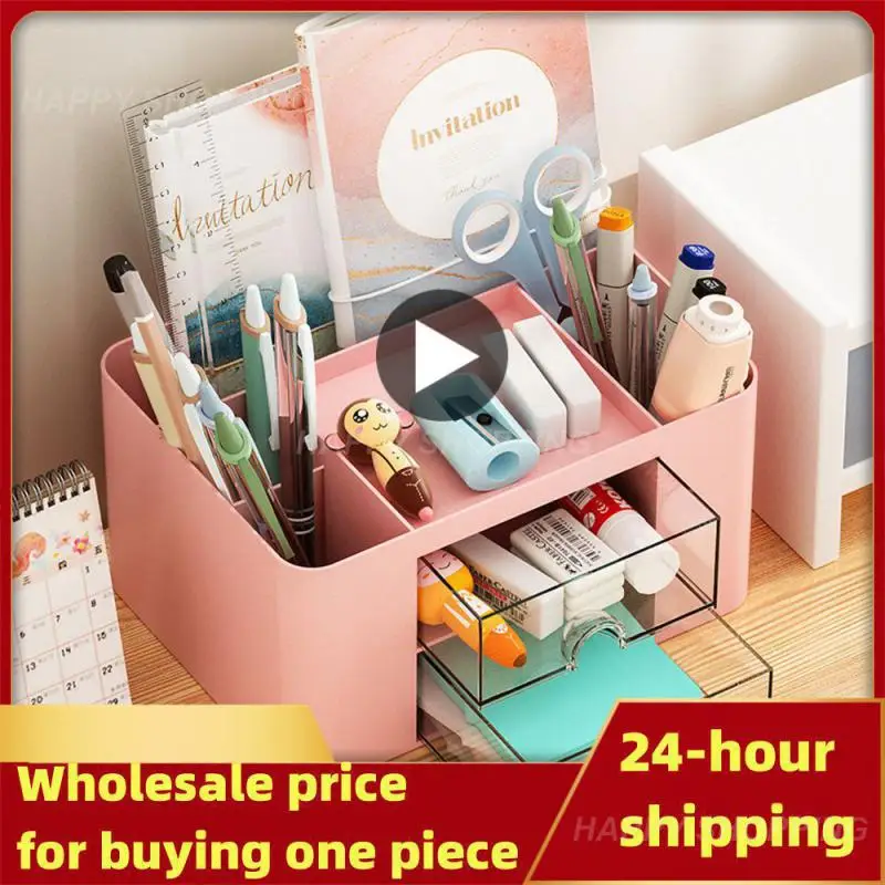 

Ins Desk Drawer Pen Holder Storage Box Organizer Cosmetic Plastic Desktop Stationery Pencil Organize Office Shelve