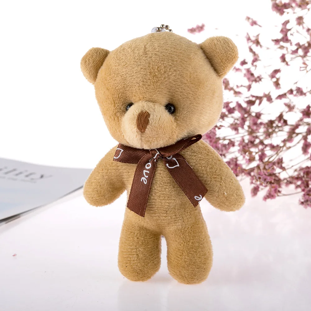 12cm Little Teddy Bear Plush Doll Toy Kawaii Mini PP Cotton Soft Stuffed Bear Keychain Party Decor Birthday Gift Small Gifts