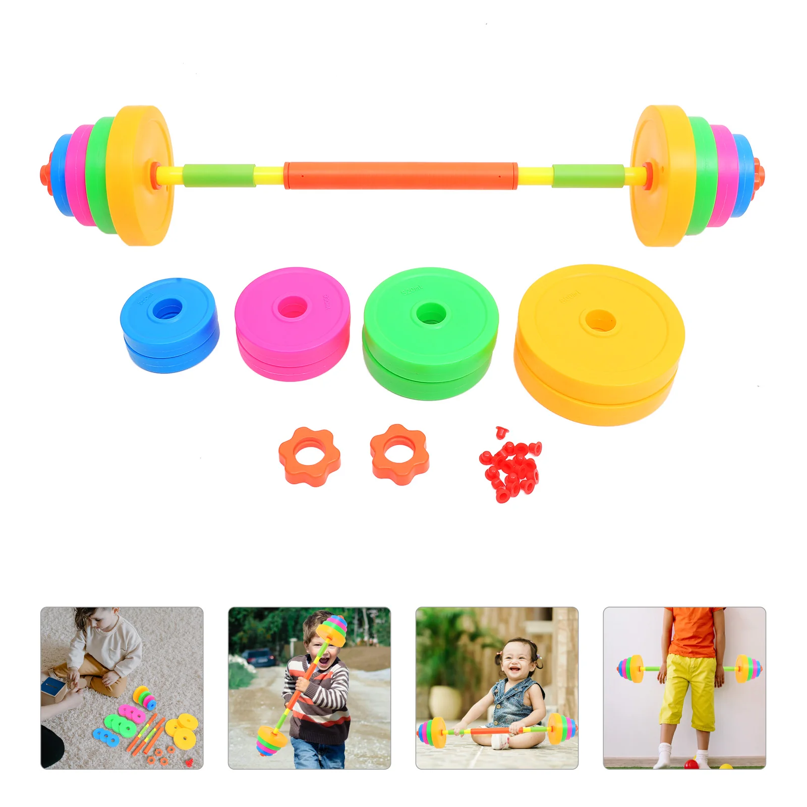 

1 Set of Adjustable Dumbbell Plastic Dumbbells Morning Exercise Barbell Adjustable Hand Weight Kindergarten fitness exercises