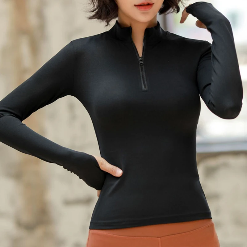 Women's Yoga Shirts Long Sleeve Sport Top with Zipper for Gym Athletic yoga top yoga shirt sports shirt sports t shirt