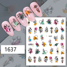 

Spring Simple 3D Nail Sticker Colorful Flowers Leaves Abstract Summer DIY Slider For Manicuring Nail Art Decoration Tips Z0591