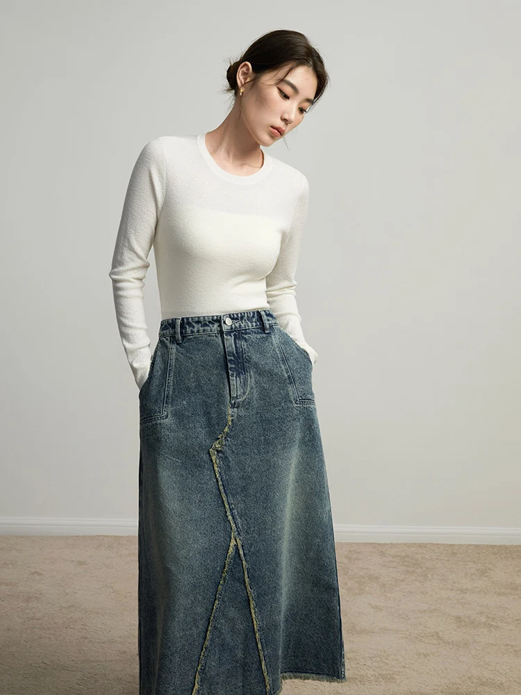 Description Picture 6 of itemDUSHU Casual Style Round Neck Slim-fitting Bottoming Shirt for Women New Winter Multiple Colors Non-pressure Sweater Female