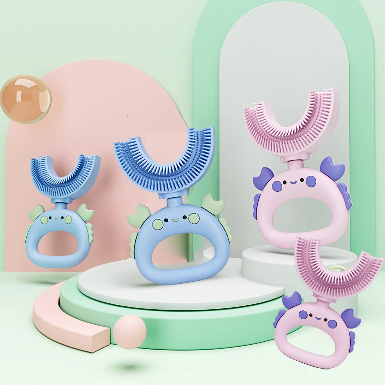 Baby Toothbrush Children 360 Degree U-shaped Toothbrush Silicone Teethers Kids Teeth Oral Care Cleaning Brush