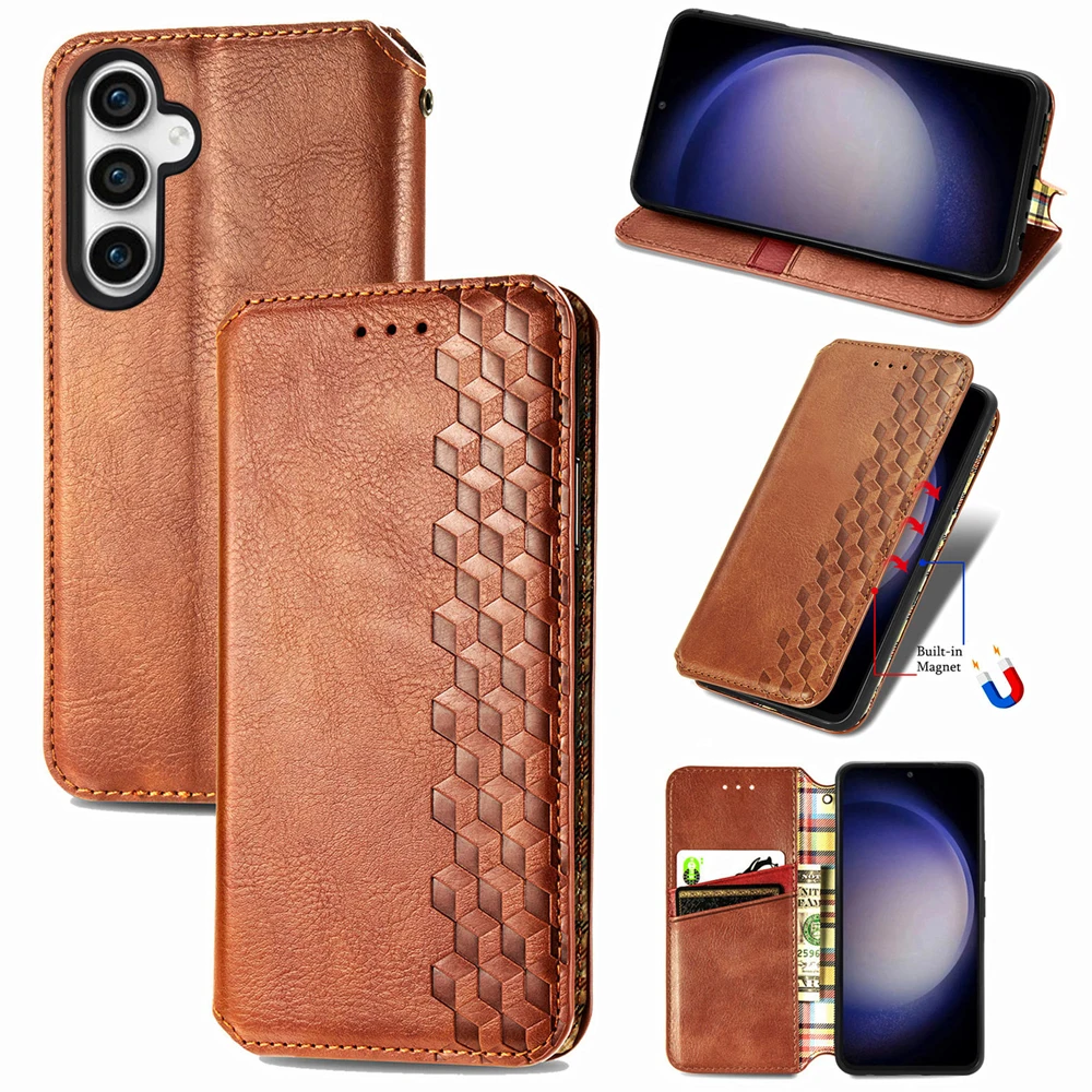 

Кожаный чехол-книжка для Samsung Galaxy S23 FE, модный многофункциональный чехол-кошелек с держателем для карт для Galaxy S23 FE S23FE, чехлы