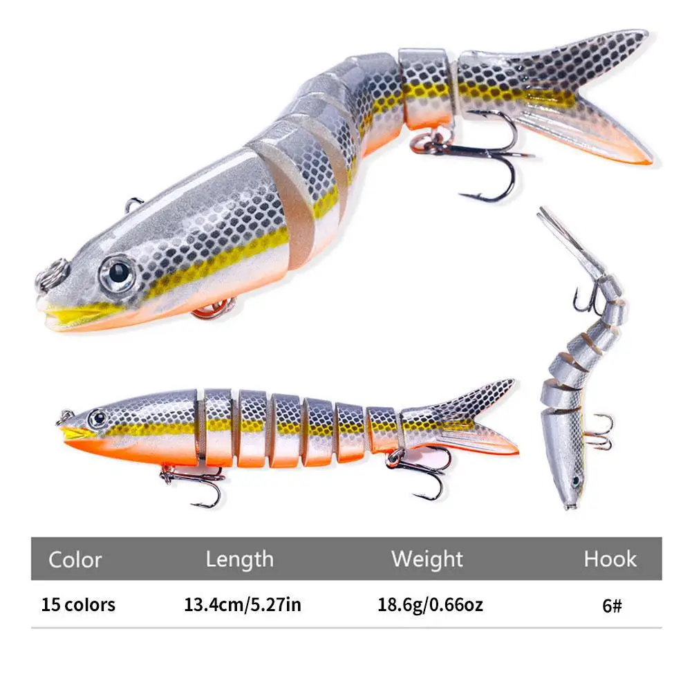 Ensemble de leurres de pêche articulés : brochet, perche, truite
