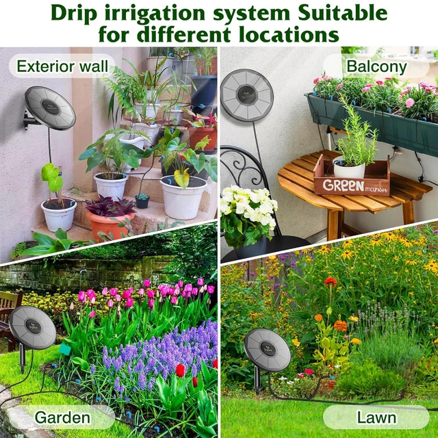 Système d'irrigation goutte-à-goutte solaire, avec tuyau de 15 mètres, pour jardin, balcon et serre 5
