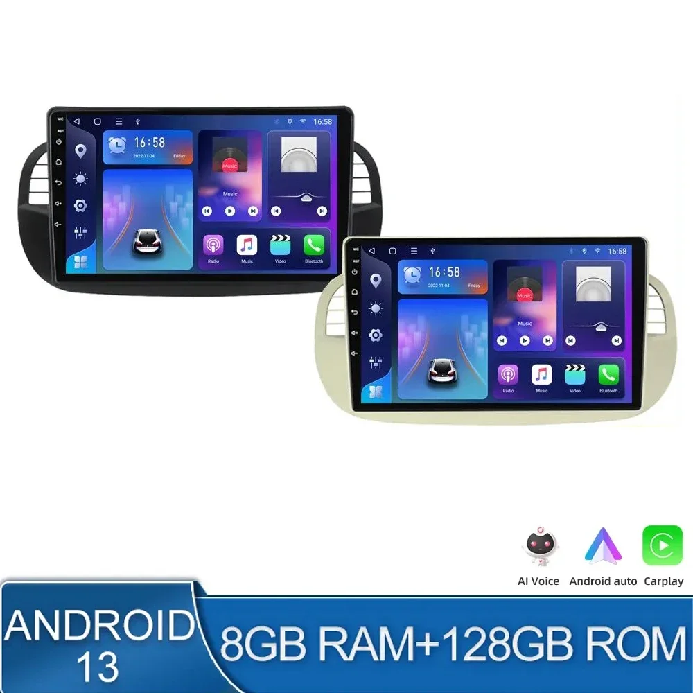 Per Fiat 500 2007-2014 Android 13 Autoradio Lettore Video Multimediale Navigazione Gps Touch Screen Carplayer Auto Stereo Dsp 1 Din