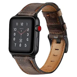 Vintage Leather Bracelet - 38mm or 40mm 41mm (Deep Coffee Brown)