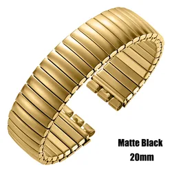 Stainless Steel Elastic Watch Strap - Stretch Expansion Wristband Bracelet (Matte - Gold - 20mm)