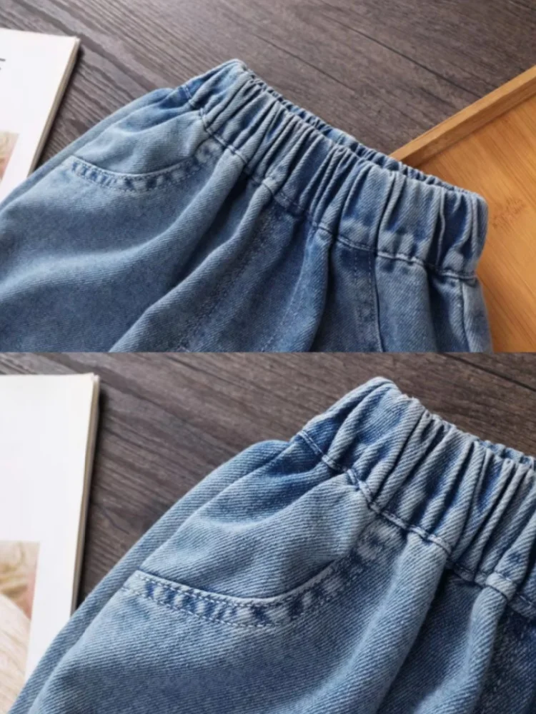 Boys Denim Pants Elastic Waist Trousers Spring Autumn New Jeans Teenager Kids Boys Fashion Sports Casual Clothes 2-12 Years - 5