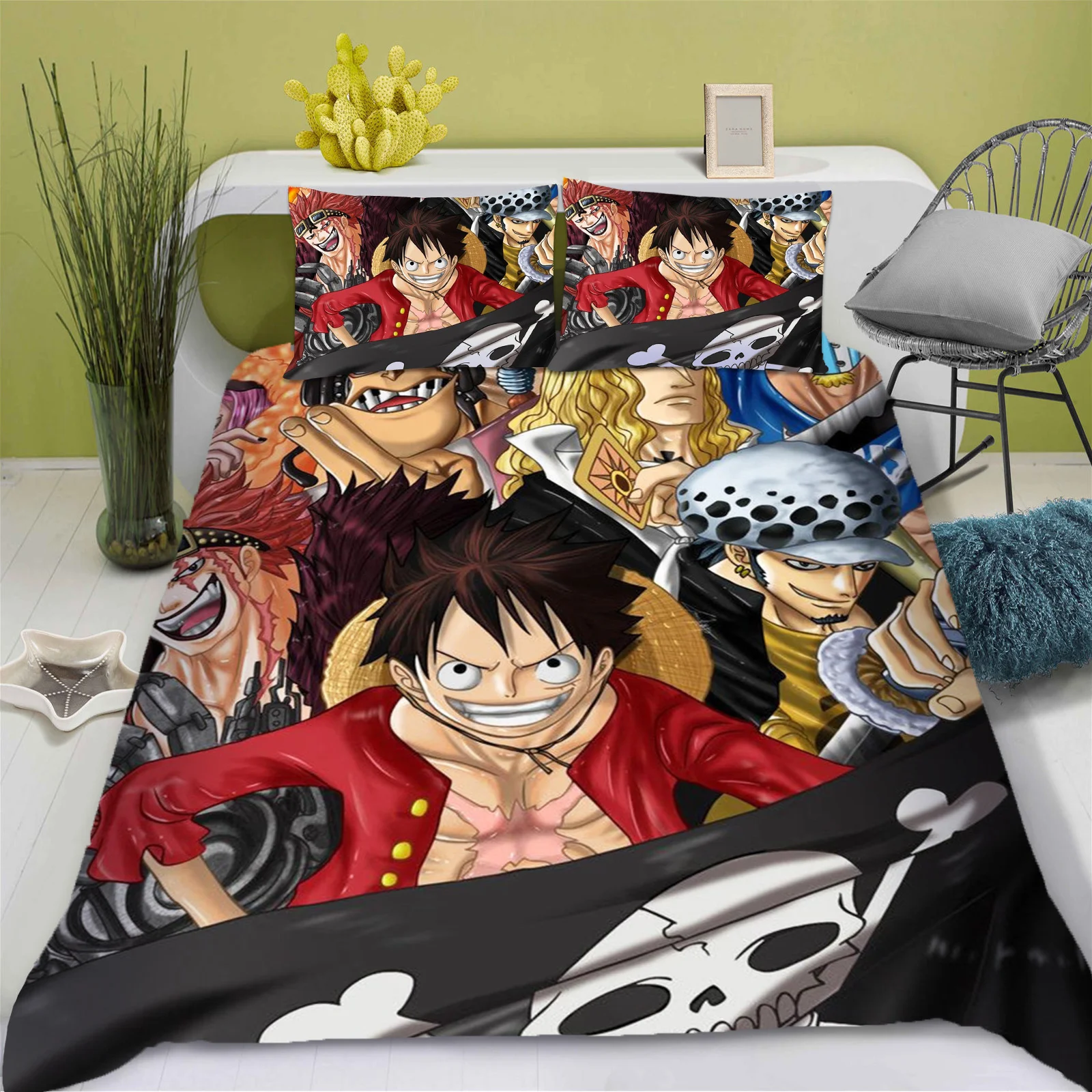 Monkey D Luffy Quilt Cover, Cartoon Duvet, Cute Printing, Home Breathable, Children Bedding, Custom Made, Various Sizes Set