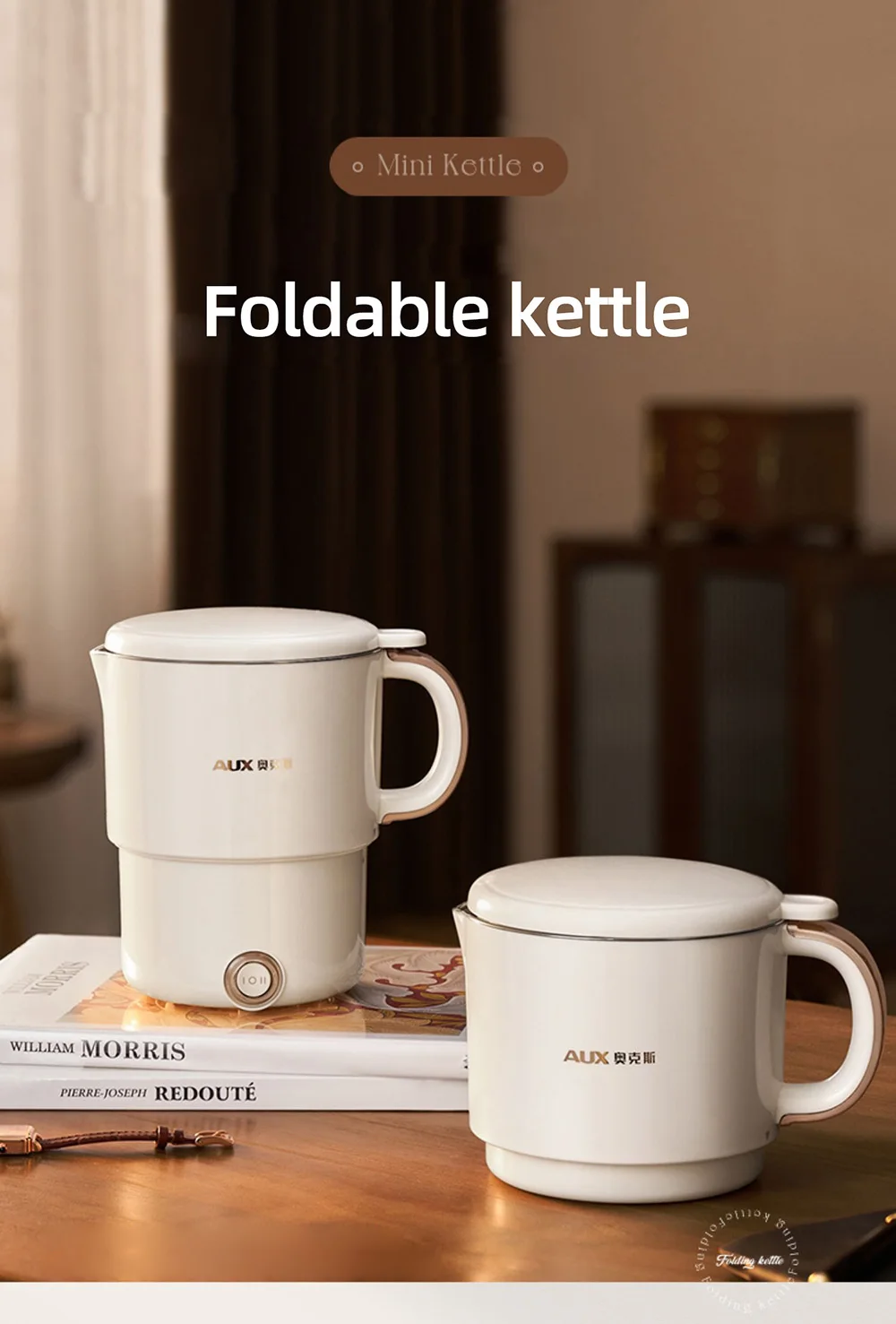 Description Picture 3 of item800ml Folded Electric Kettle Portable Cooking Pot Multicooker Travel Kettles TeaPot Heating Cup 304 Stainless Steel Slow Cooker