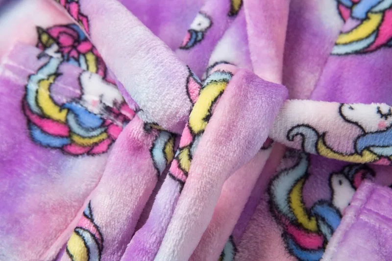 Kids Hooded Flannel Bathrobe Baby Bath Unicorn printed Robes Boy Girls Cute Cartoon Soft Warm Pajamas Long Sleeve Towel Robe flannel pajamas child bathrobe kids robe baby hooded towel