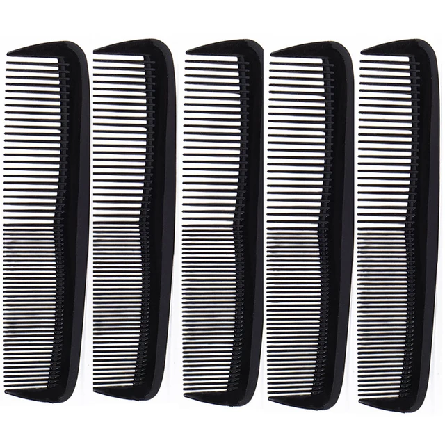 Peigne de coiffure noir 5 pièces, peigne à cheveux à dents fines, peigne résistant à la chaleur, peigne de coiffure à Double tête 1