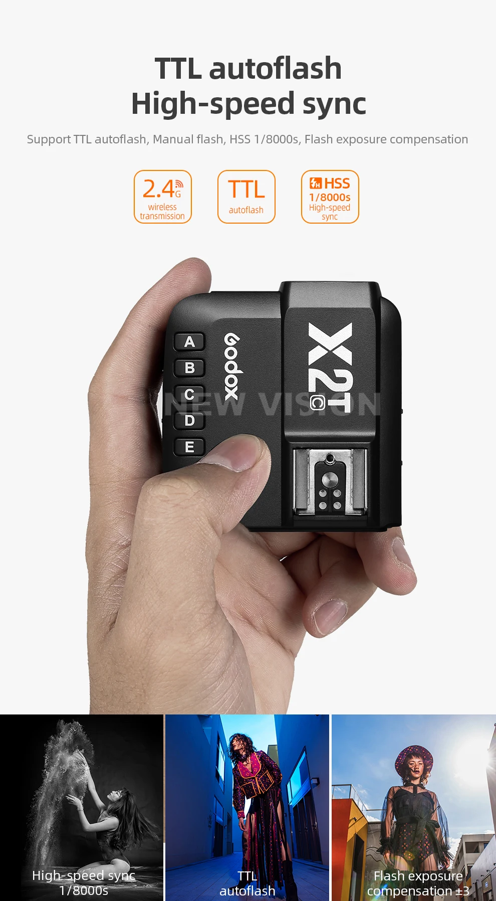 X2T-C X2T-N X2T-S X2T-F X2T-O 2.4G Wireless Flash Trigger Transmitter TTL HSS fo